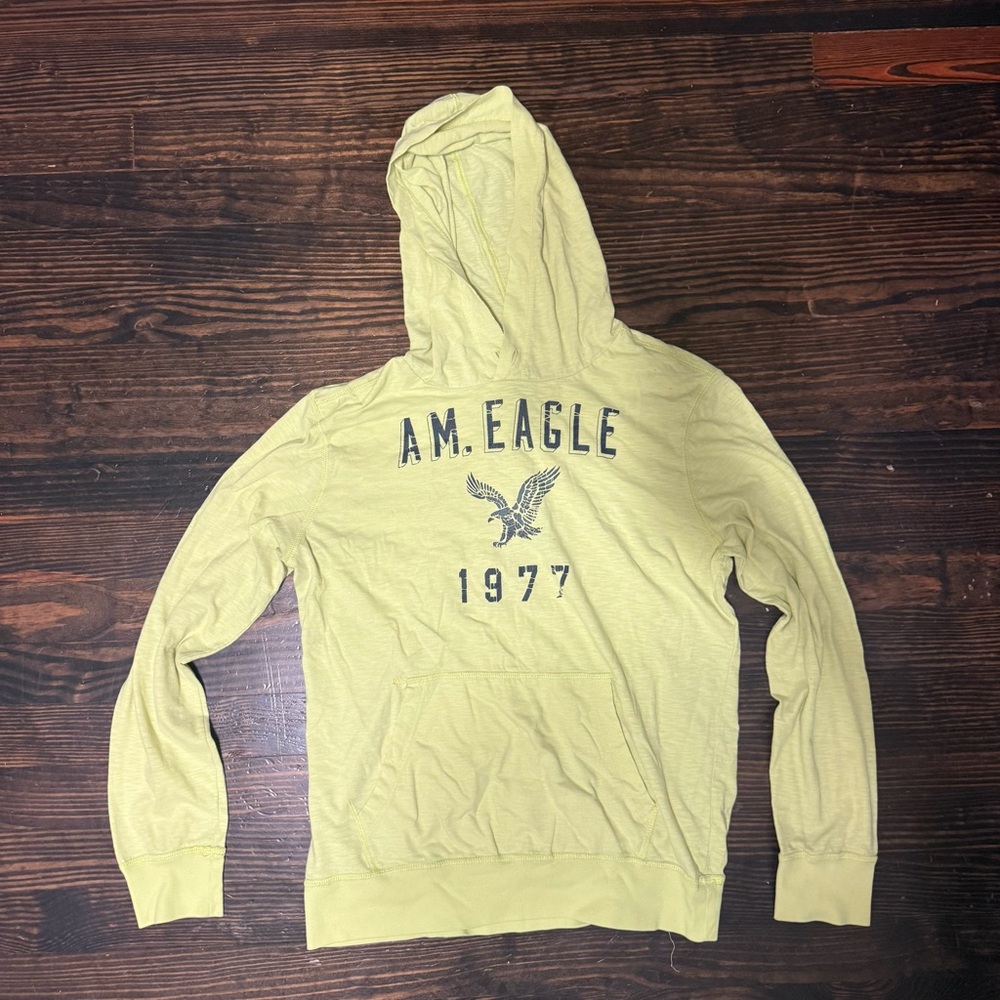 American Eagle Outfitters Light Yellow Logo Hoodie Pullover